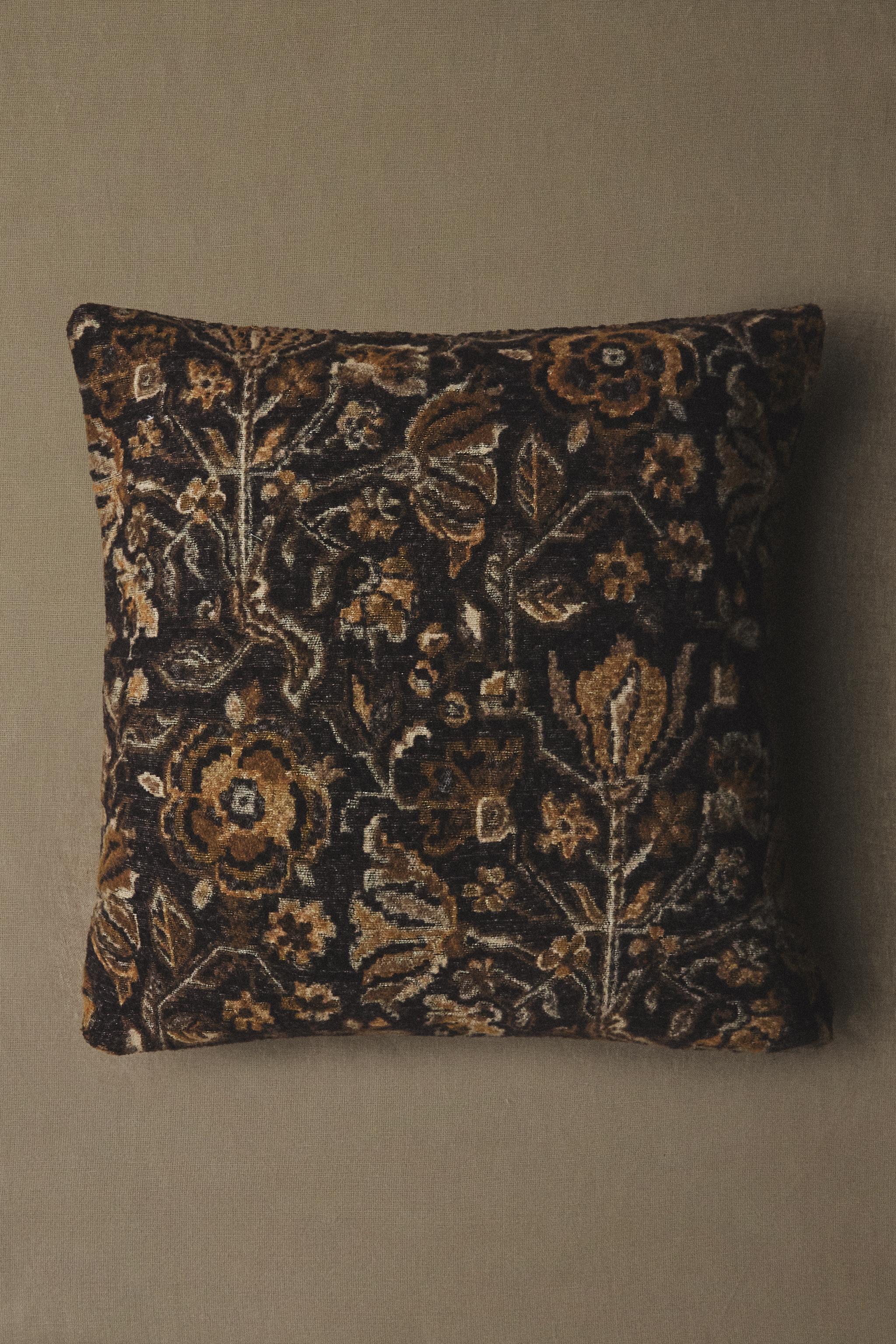 FLORAL WOOL THROW PILLOW COVER